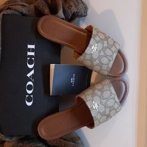 Coach Women's Emilie Brown Signature Slide Sandals